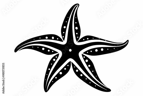 starfish silhouette line art vector illustration with a white background