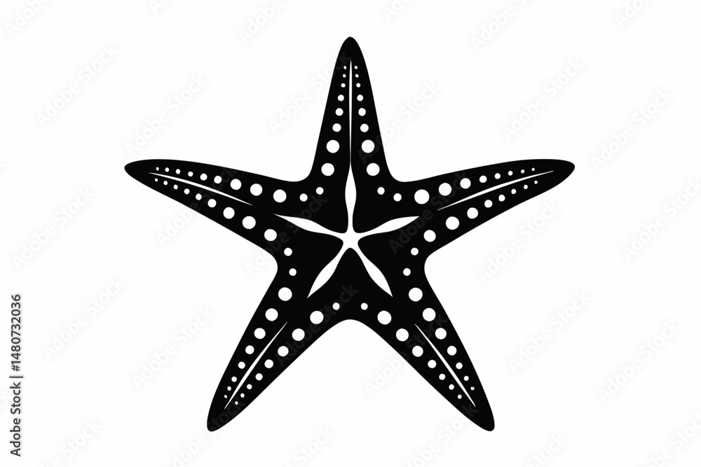 Fototapeta premium starfish silhouette line art vector illustration with a white background