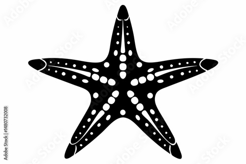 starfish silhouette line art vector illustration with a white background