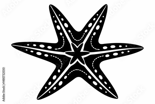 starfish silhouette line art vector illustration with a white background