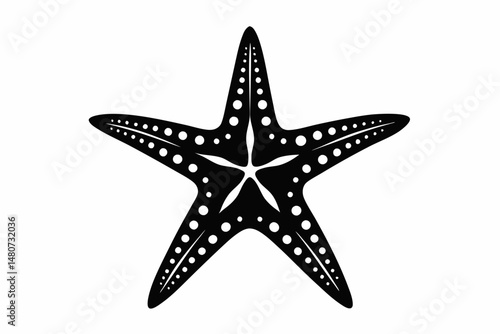 starfish silhouette line art vector illustration with a white background