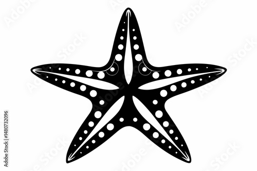 starfish silhouette line art vector illustration with a white background