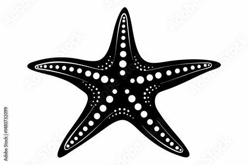 starfish silhouette line art vector illustration with a white background