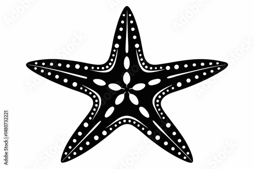 starfish silhouette line art vector illustration with a white background