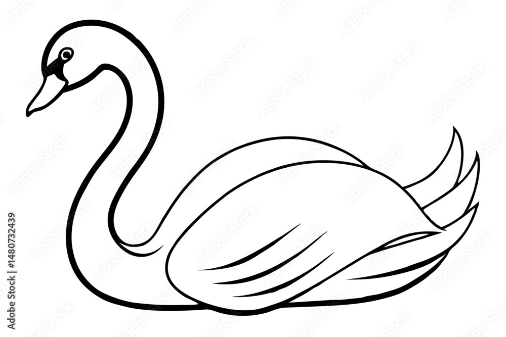 swan silhouette line art vector illustration with a white background swan silhouette line art vector illustration with a white background