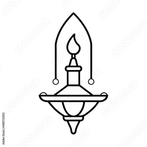 earthen lamp traditional line art vector