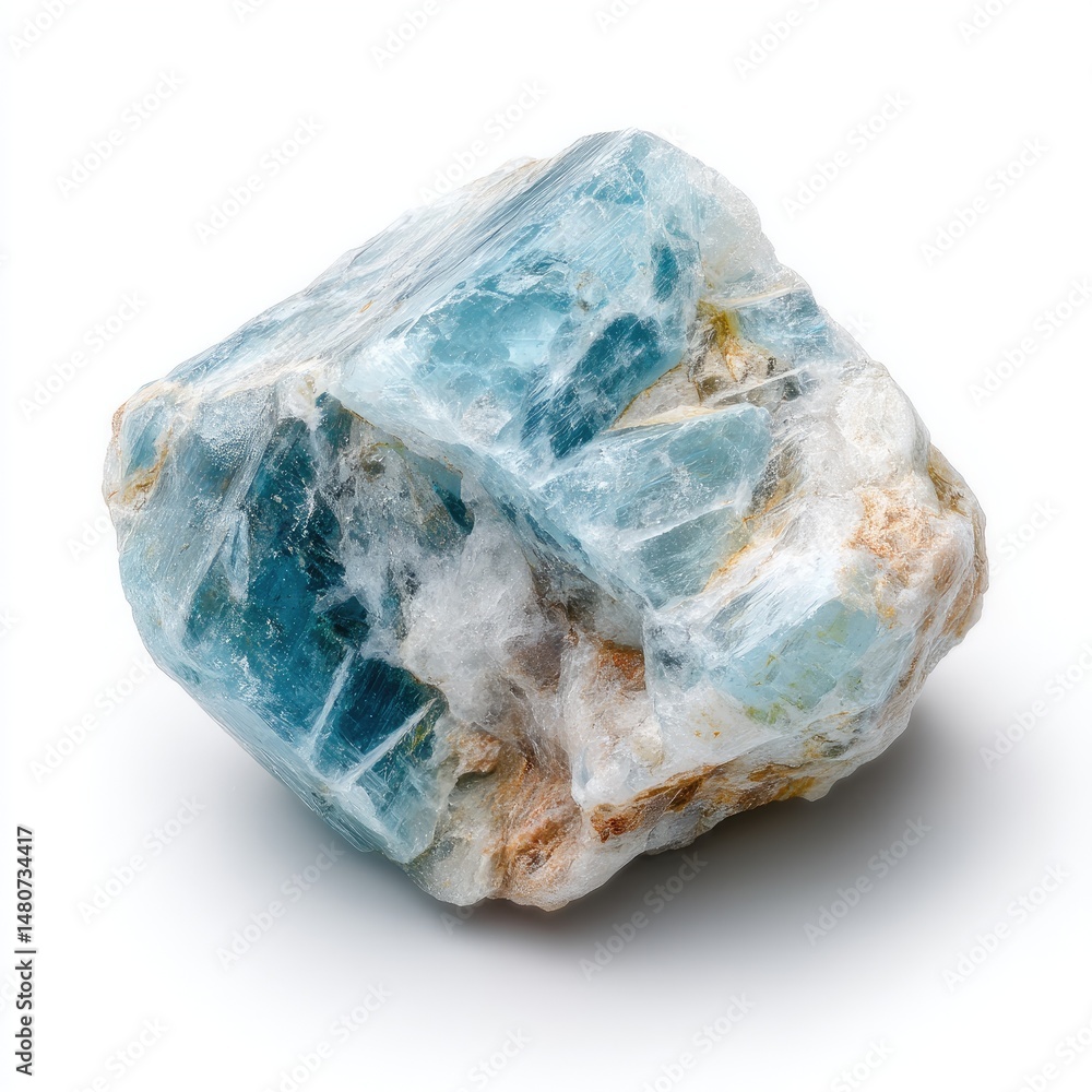 Fototapeta premium Rough, light-blue and off-white mineral specimen