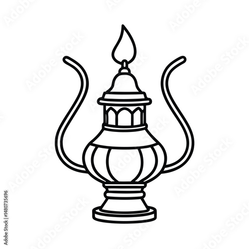 earthen lamp traditional line art vector oil lamp vector
