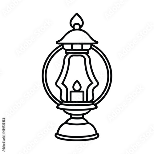 earthen lamp traditional line art vector