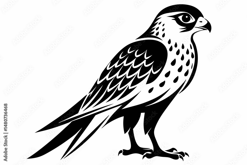 Fototapeta premium kestrel silhouette line art vector illustration with a white background