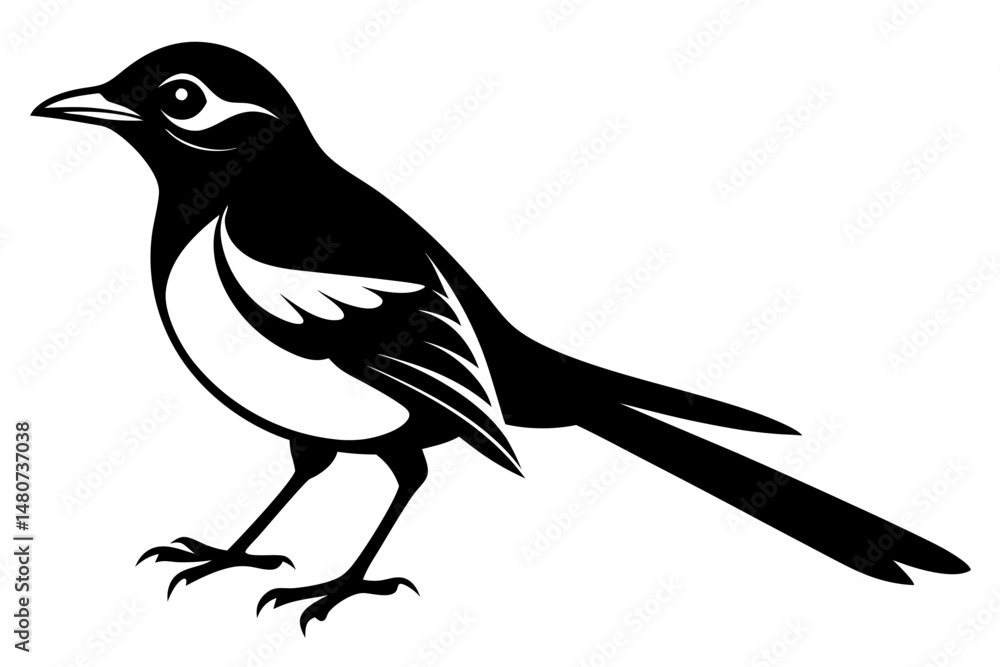 Obraz premium mockingbird silhouette line art vector illustration with a white background