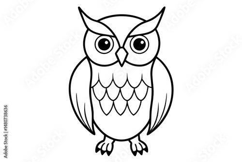owl silhouette line art vector illustration with a white background