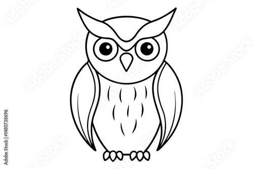 owl silhouette line art vector illustration with a white background