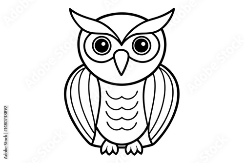 owl silhouette line art vector illustration with a white background