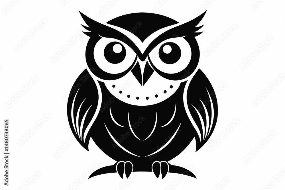 Fototapeta premium owl silhouette line art vector illustration with a white background