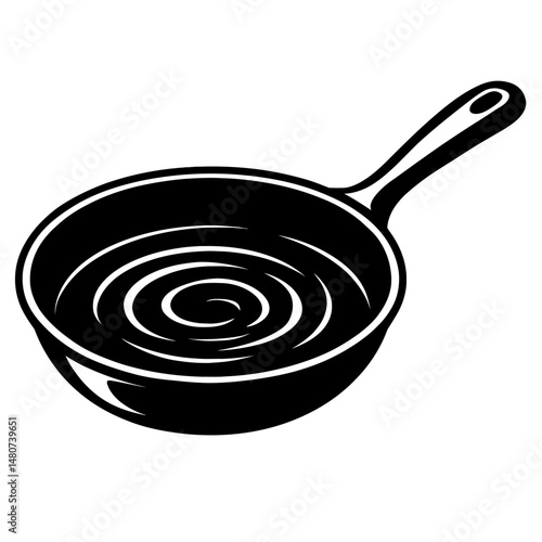 Classic Black and White Frying Pan Vector Clipart - Simple Kitchen Skillet Illustration, Ideal for Cooking, Food, and Restaurant Designs