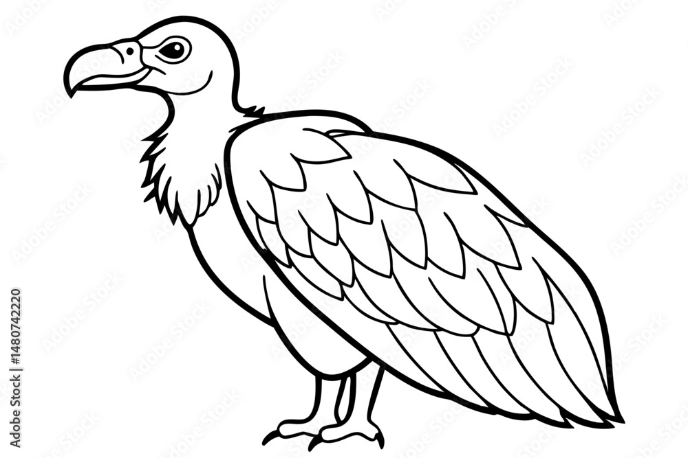 Obraz premium vulture silhouette line art vector illustration with a white background