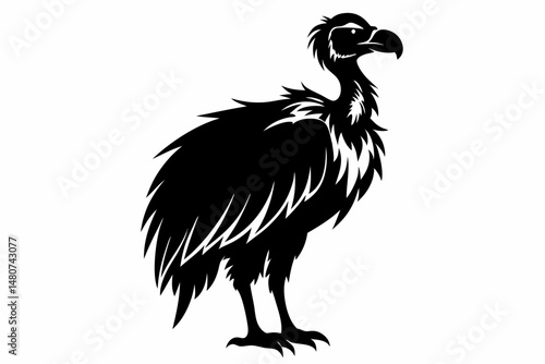 vulture silhouette line art vector illustration with a white background