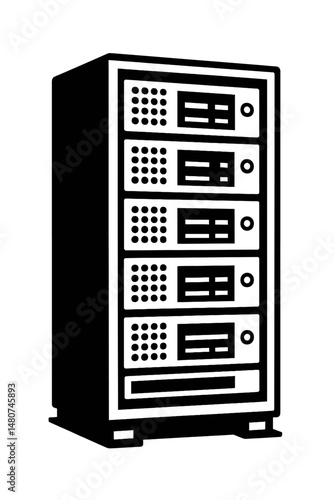 Digital Backbone: An Illustration Of A Server Rack Or Mainframe Computer, Representing Data Centers, IT Infrastructure, Computing Power, Or Web Application Servers
