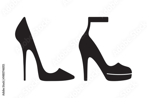 High Heel Shoe Silhouette Vector Icon for Fashion Design