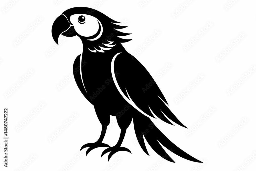 Fototapeta premium macaw silhouette line art vector illustration with a white background
