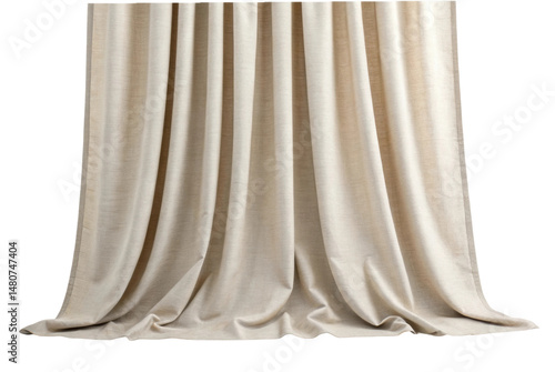 PNG Elegant beige drapes in soft fabric with smooth pleating