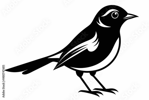 nightingale silhouette line art vector illustration with a white background