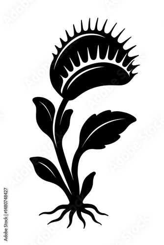 Nature's Little Hunter: An Illustration of a Venus Flytrap With an Open Trap, Representing Carnivorous Plants, Unique Adaptations, Natural Wonders, Or The Fascinating Biology of A Plant That Catches a