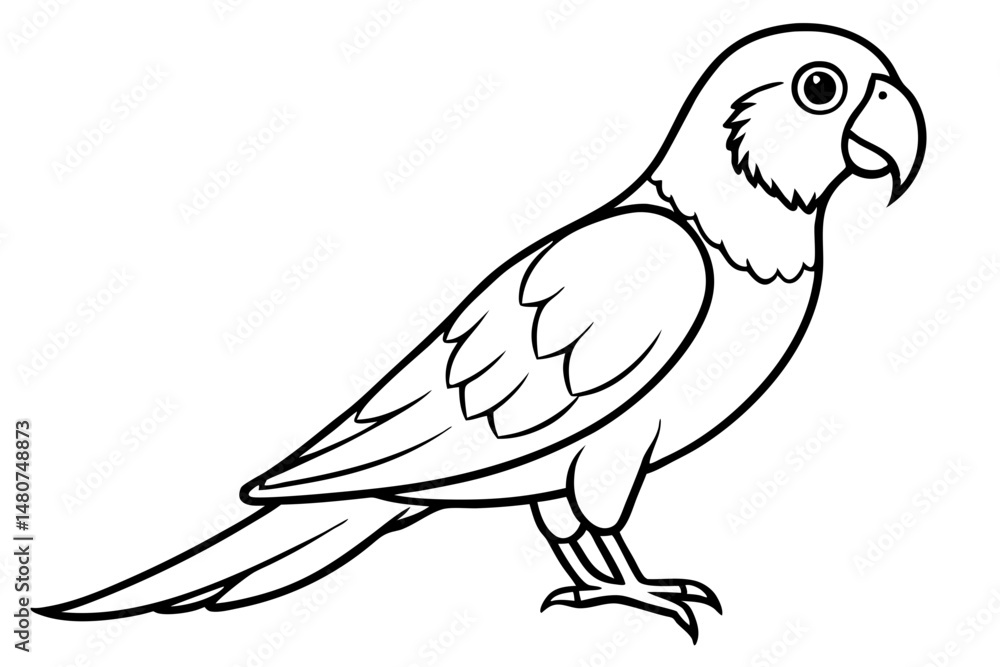 Fototapeta premium parrot silhouette line art vector illustration with a white background
