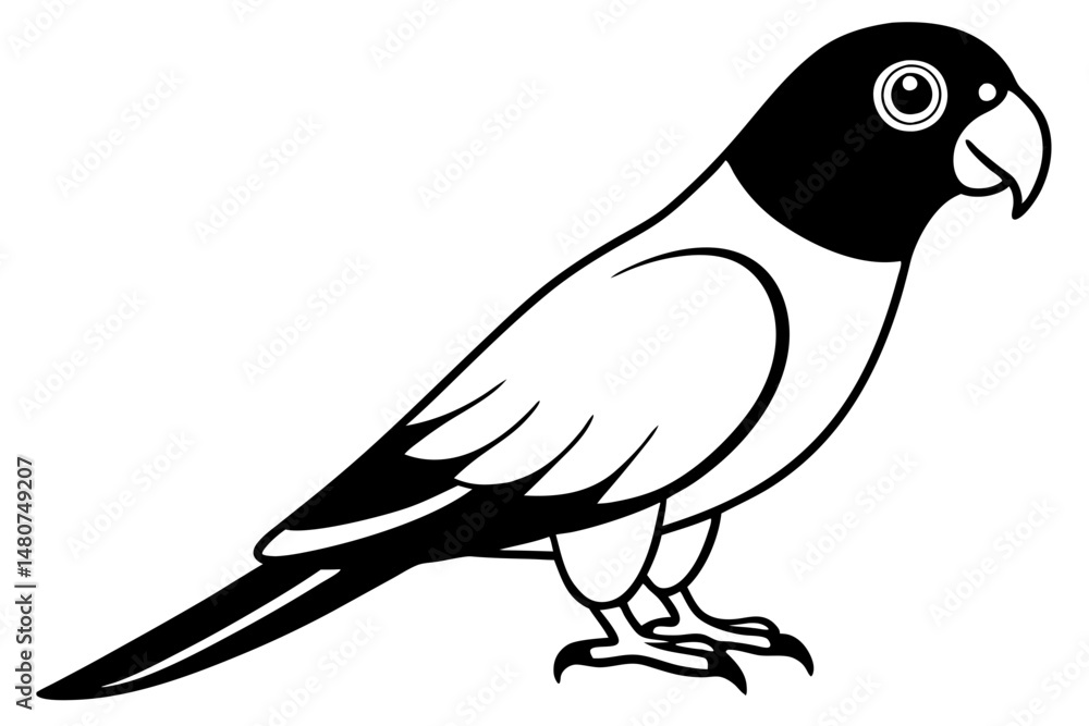 Fototapeta premium parrot silhouette line art vector illustration with a white background