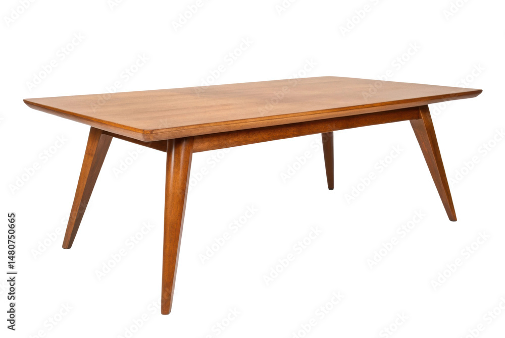 Fototapeta premium PNG Mid-century modern wooden rectangular coffee table with angled legs