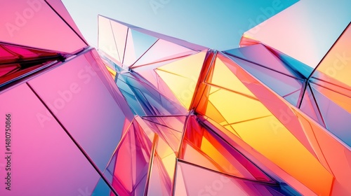 Vibrant geometric shapes abstract background modern architectural design digital art illustration
