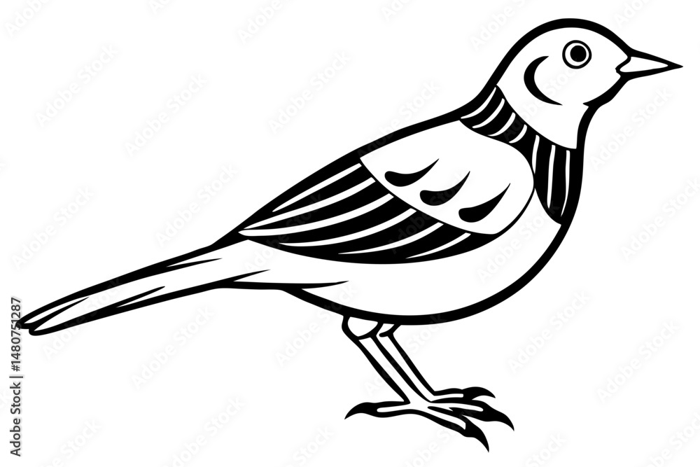 Naklejka premium skylark silhouette line art vector illustration with a white background