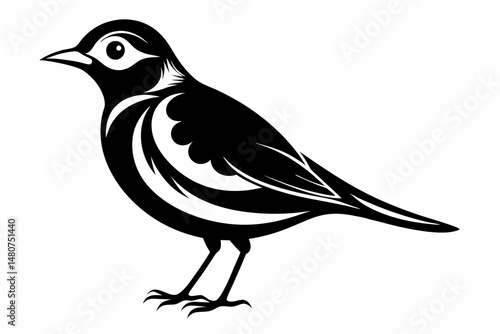 skylark silhouette line art vector illustration with a white background
