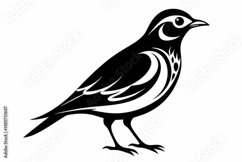 skylark silhouette line art vector illustration with a white background