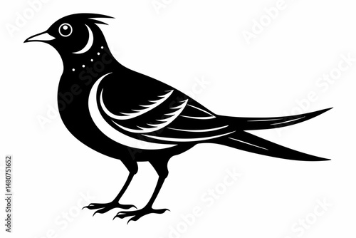 skylark silhouette line art vector illustration with a white background