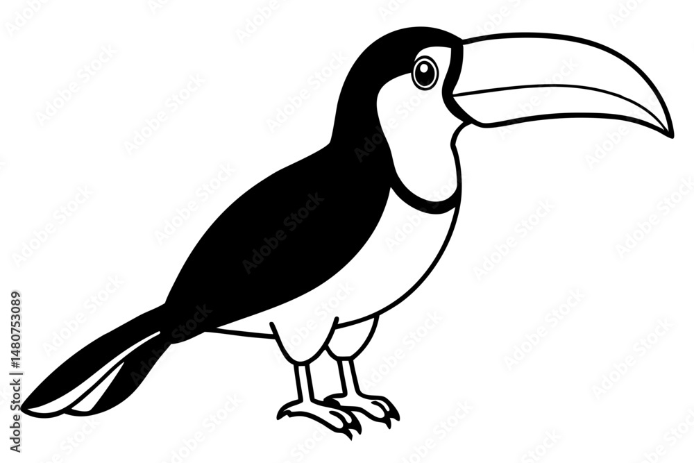 Fototapeta premium toucan silhouette line art vector illustration with a white background