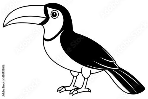 toucan silhouette line art vector illustration with a white background