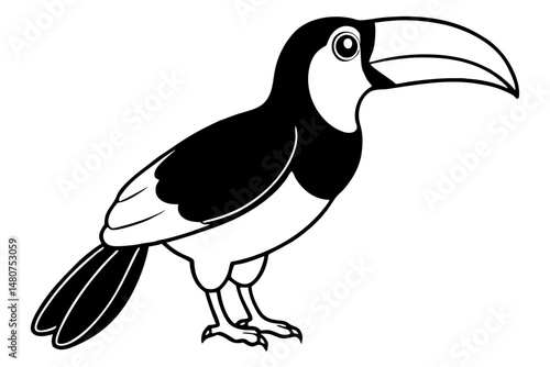 toucan silhouette line art vector illustration with a white background