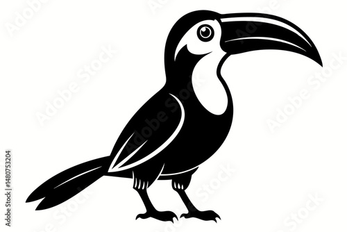 toucan silhouette line art vector illustration with a white background
