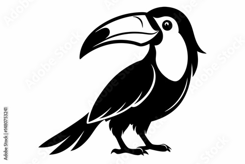 toucan silhouette line art vector illustration with a white background