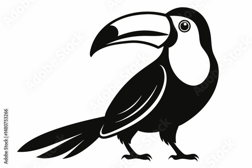 toucan silhouette line art vector illustration with a white background