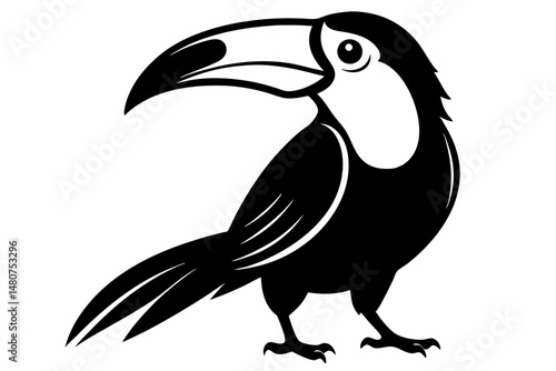 toucan silhouette line art vector illustration with a white background