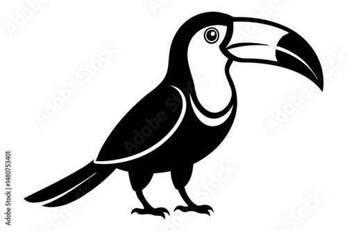 toucan silhouette line art vector illustration with a white background