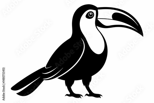 toucan silhouette line art vector illustration with a white background