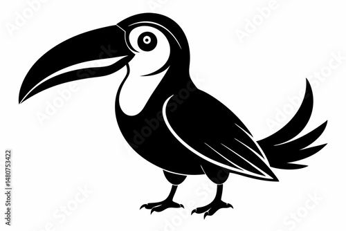 toucan silhouette line art vector illustration with a white background