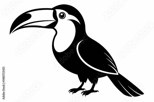 toucan silhouette line art vector illustration with a white background