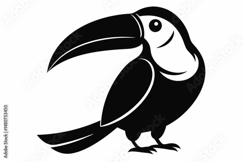 toucan silhouette line art vector illustration with a white background