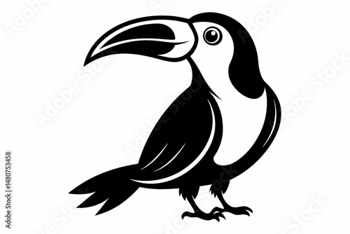 toucan silhouette line art vector illustration with a white background