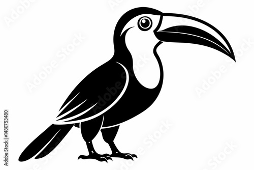 toucan silhouette line art vector illustration with a white background